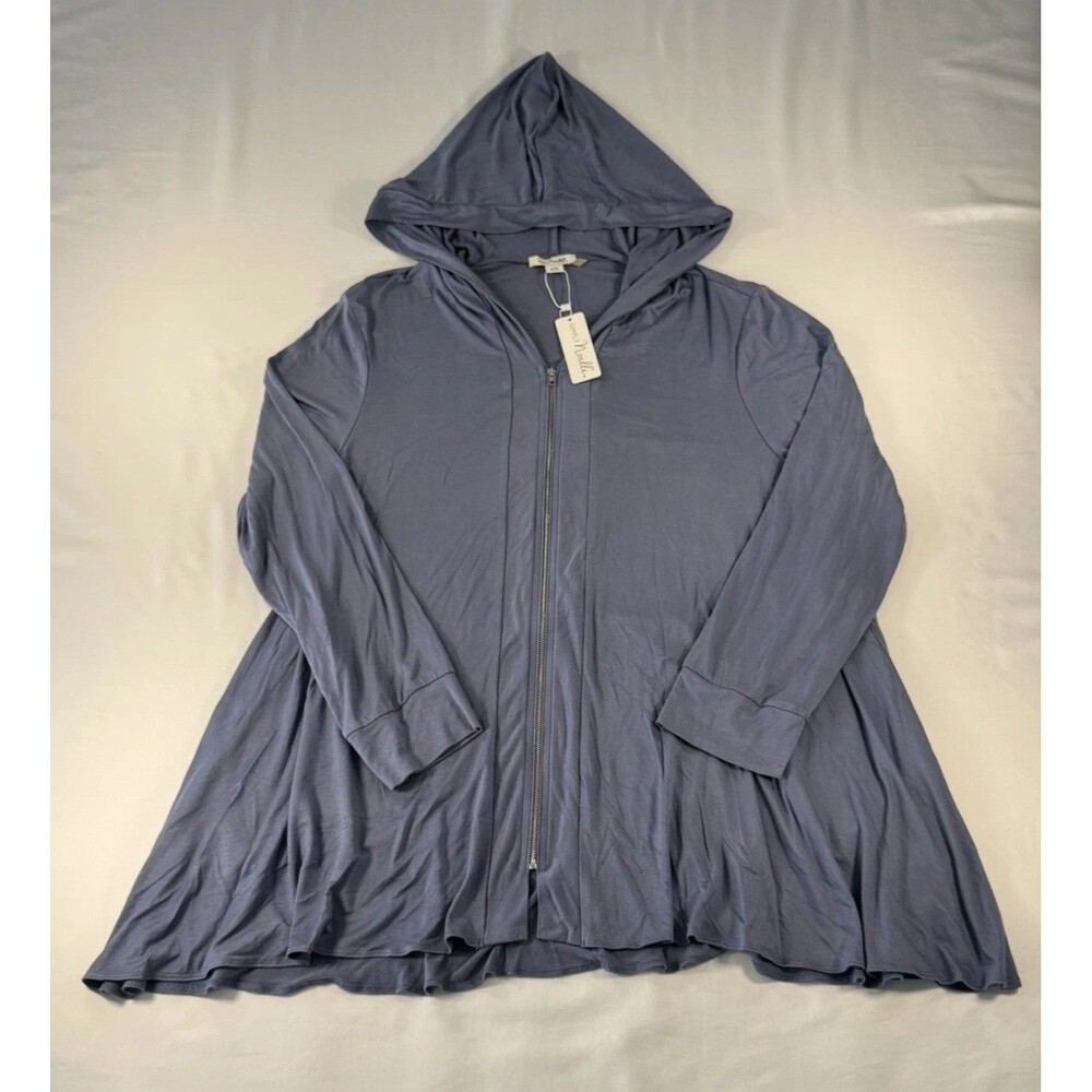NWT! Simply Noelle Women’s L/XL Blue Hooded Full-Zip Viscose Stretchy Jacket